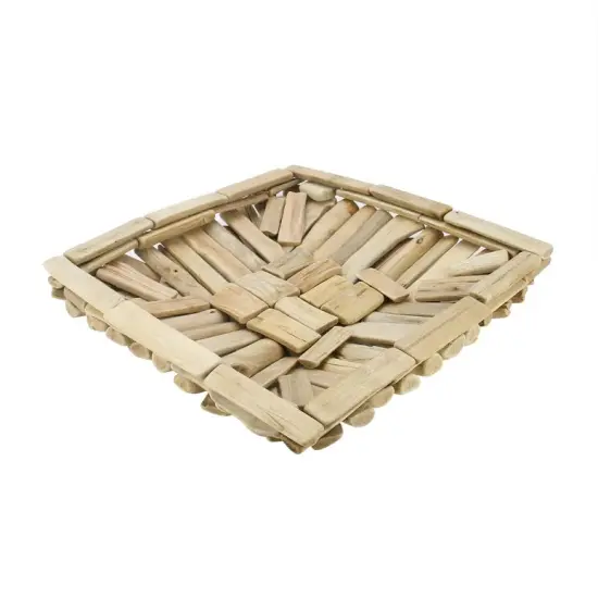 Raz 15" Seaside Treasures Tan Decorative Driftwood Square Wooden Tray Brown {1}