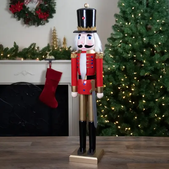 Northlight 36" Red and Gold Christmas Soldier Nutcracker with Sword {3}