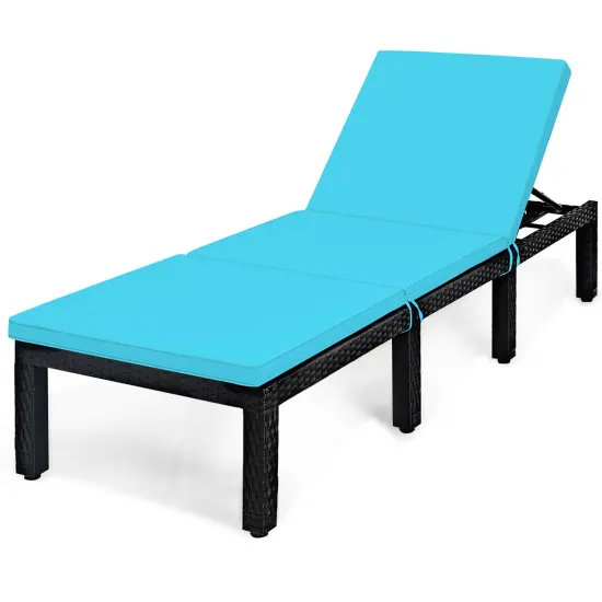 Costway Patio Rattan Lounge Chair Height Adjustable Turquoise {2}