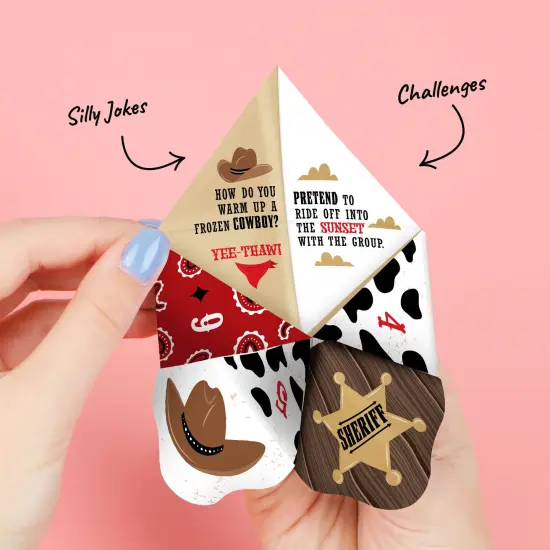 Big Dot of Happiness Western Hoedown - Wild West Cowboy Party Cootie Catcher Game - Jokes and Dares Fortune Tellers - Set of 12 {4}