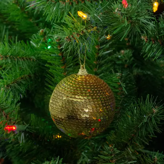 Northlight 3" Gold Sequin Shatterproof Ball Christmas Ornament {3}
