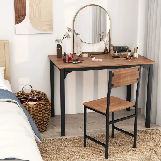 4 Pieces Rustic Dining Table Set with 2 Chairs and Bench Brown {6}