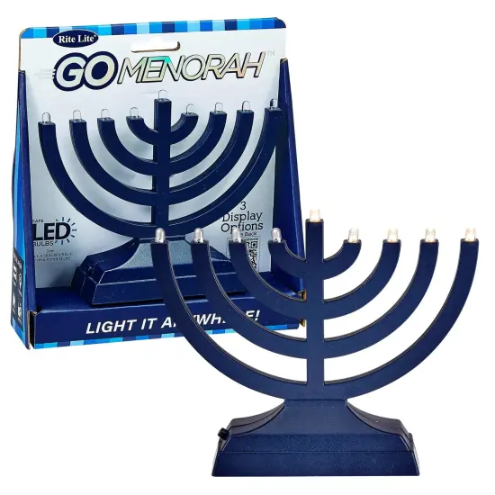 Rite Lite 6" Matte Navy Blue LED Battery Operated Hanukkah Menorah {4}