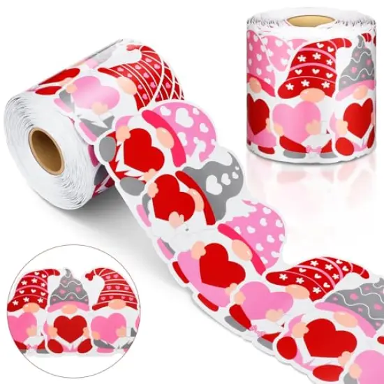 68.9 Feet Valentine's Day Gnomes Bulletin Board Border Decorations Red Pink Heart Love Gnomes Elf Rolled Border Trim for Valentine Day Party Classroom Bulletin Boards Chalkboard Wall Decor {2}