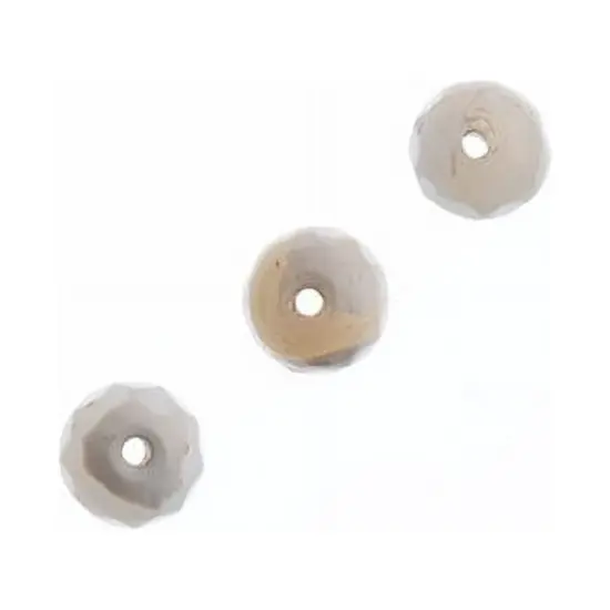 Earth's Jewel Semi-Precious 16" Tibetan Dzi Agate Facetted Swirl Pattern White, 6mm {2}