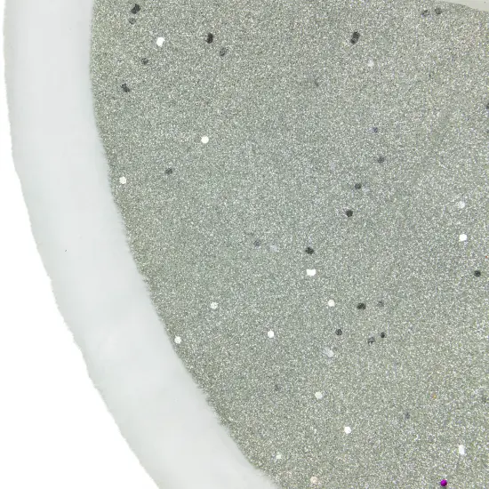 Northlight 20" Silver Glittered Mini Christmas Tree Skirt with White Fur Trim {6}