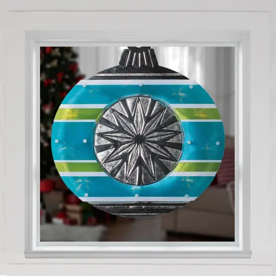 Impact 15.5" Blue and Green Lighted Christmas Ornament Window Silhouette {4}