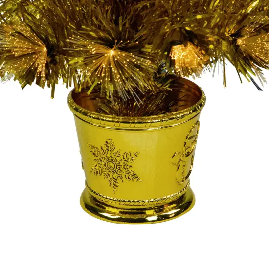 Northlight 3' Pre-Lit Gold Fiber Optic Artificial Christmas Tree, White Lights {6}