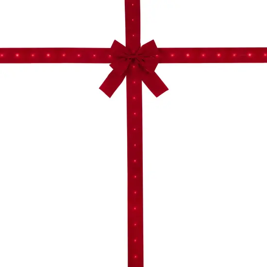 Northlight 14' Pre-Lit Battery Operated Red Velvet Christmas Door Bow {4}