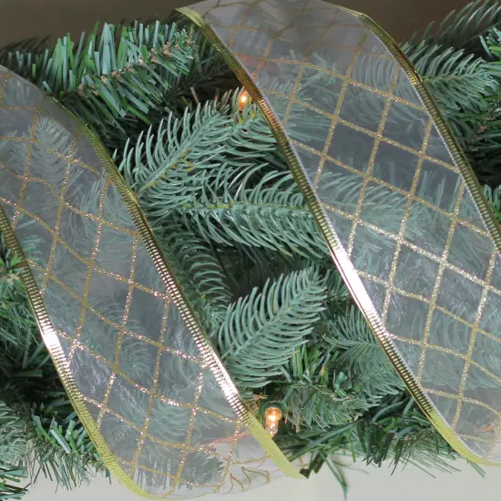 Northlight Gold Glittering Diamonds Wired Christmas Craft Ribbon 2.5" x 10 Yards {4}