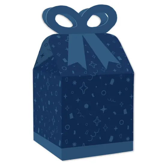 Big Dot of Happiness Navy Confetti Stars - Square Favor Gift Boxes - Simple Party Bow Boxes - Set of 12 {1}