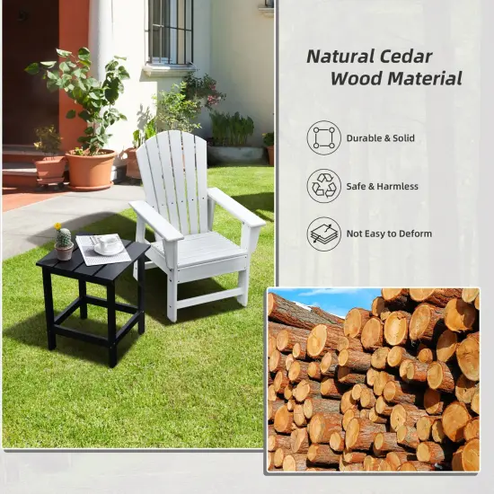 15 Inch Patio Square Wooden Slat End Side Coffee Table for Garden Black {2}