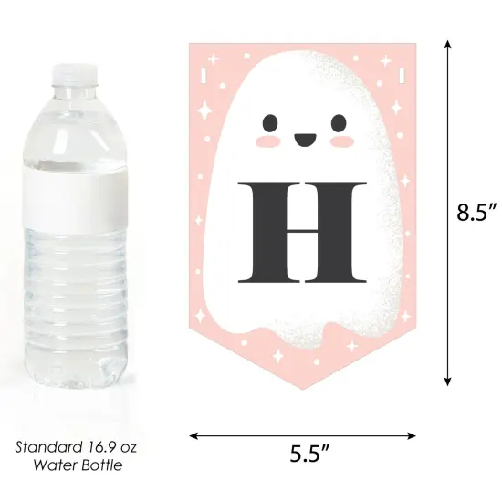 Big Dot of Happiness Pastel Halloween - Pink Pumpkin Birthday Party Bunting Banner - Party Decorations - Happy Birthday {4}