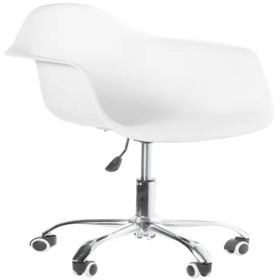 Mid-Century Modern Style Adjustable Swivel Plastic Shell Molded Office Task Chair with Rolling Wheels {1}