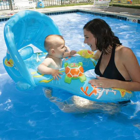 Swim Central Inflatable Blue Mommy and Me Baby Rider Learn-To-Swim Pool Float, 40-Inch {3}