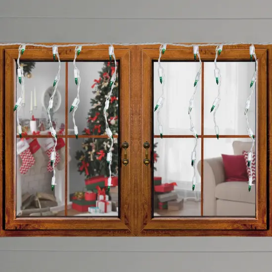 Northlight Mini Icicle Christmas Lights - Incandescent - 3.5' White Wire - Green - 100ct {3}