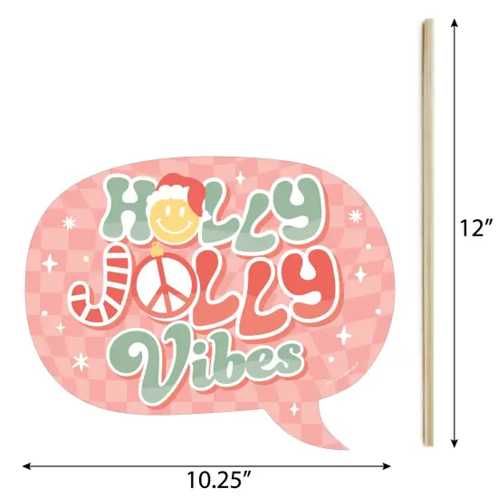 Big Dot of Happiness Funny Groovy Christmas - Pastel Holiday Party Photo Booth Props Kit - 10 Piece {6}