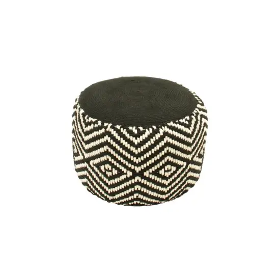 Kaemingk 19" Basic Luxury Black and White Woven Diamond Footrest Ottoman {1}