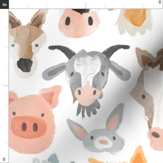 Various Fabrics by the Yard or Fat Quarter Farm Animals Cute Barnyard Watercolor Whimsical Custom Printed Fabric by Spoonflower {4}