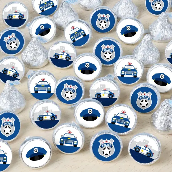 Big Dot of Happiness Calling All Units - Police - Cop Birthday Party or Baby Shower Small Round Candy Stickers - Party Favor Labels - 324 Count {1}