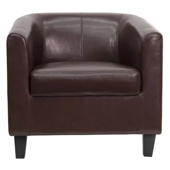 Emma and Oliver Faux Leather Lounge Chair with Sloping Arms Black {8}