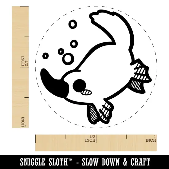 Swimming Kawaii Chibi Duck Billed Platypus Self-Inking Rubber Stamp for Stamping Crafting Planners Blue {1}