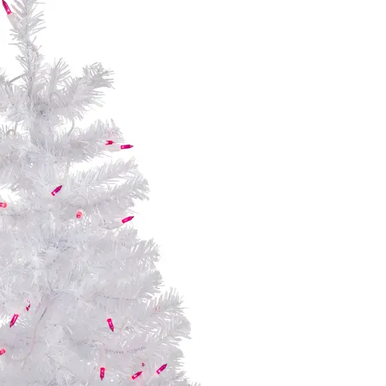 Northlight Pre-Lit Slim Woodbury White Pine Artificial Christmas Tree - 3' - Pink Lights {5}