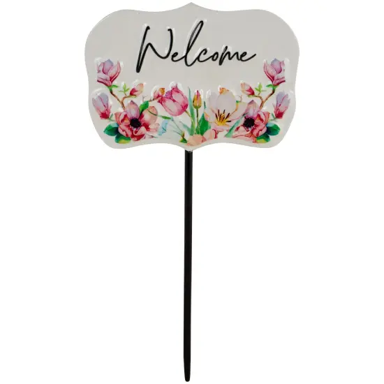 Northlight Floral Welcome Outdoor Yard Metal Garden Stake - 8" - White {1}