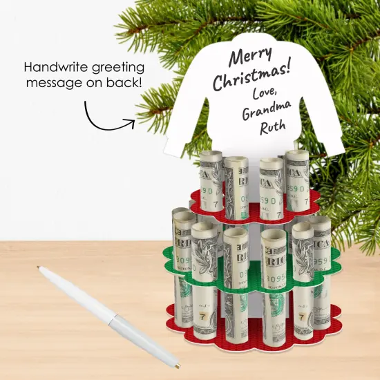 Big Dot of Happiness Ugly Sweater - DIY Holiday and Christmas Party Money Holder Gift - Cash Cake {3}