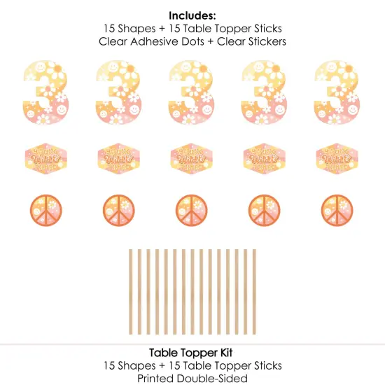 Big Dot of Happiness Young, Wild and Three - Boho Hippie Third Birthday Party Centerpiece Sticks - Table Toppers - Set of 15 {7}