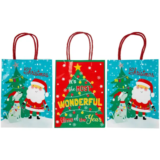 Northlight 20-Count Assorted Paper Christmas Themed Gift Bags Multi {5}