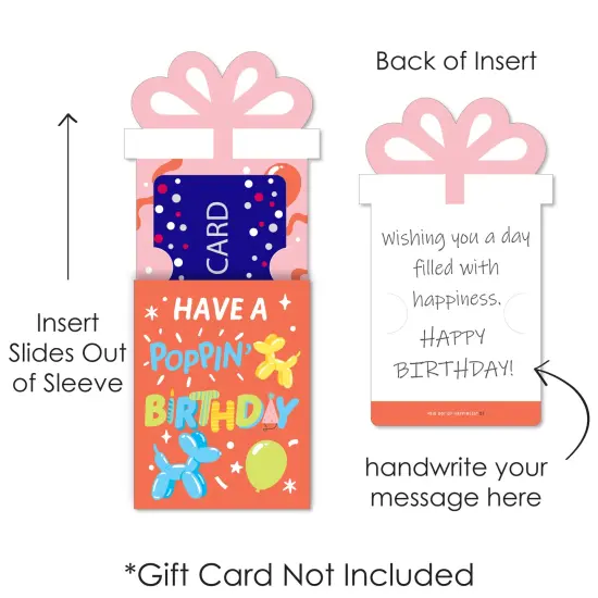 Big Dot of Happiness Assorted Balloon Animals - Happy Birthday Party Money and Gift Card Sleeves - Nifty Gifty Card Holders - Set of 8 {7}