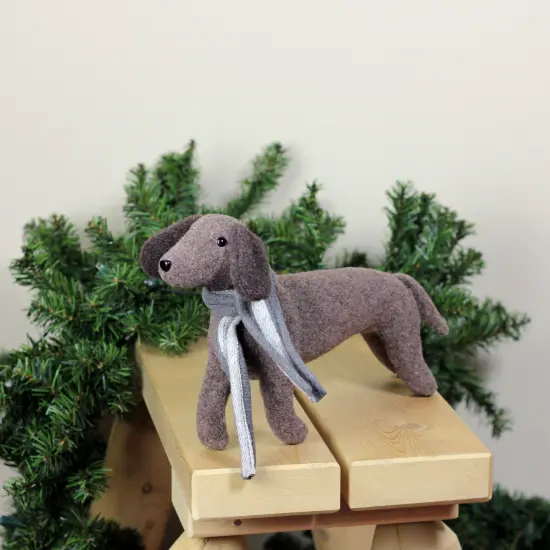 Northlight Plush Dachshund Dog with Scarf Christmas Figure - 7.5&rdquo; Brown {4}