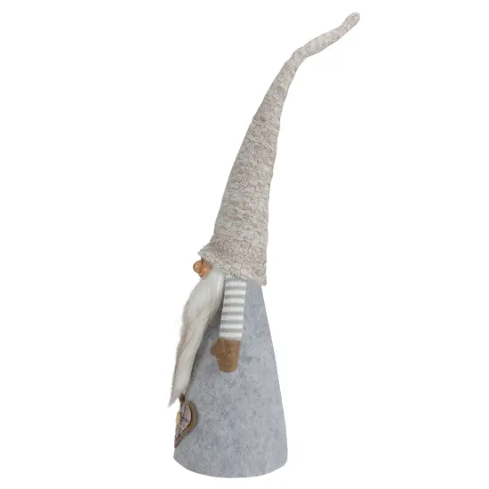 Northlight Tall Cone Gnome with Buttoned Plaid Christmas Tree Figure - 21" - Beige and Gray {5}