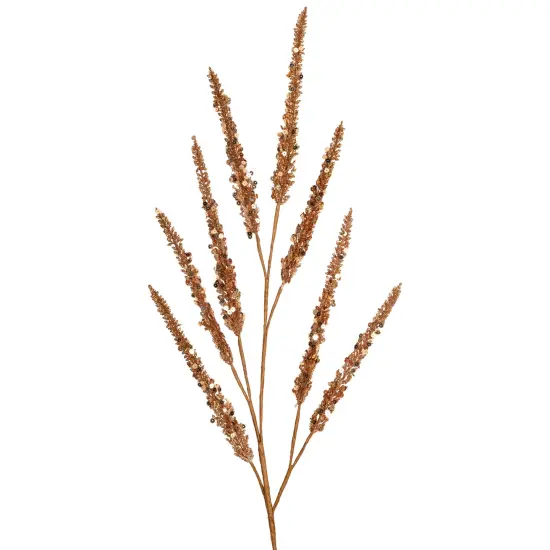 Allstate Glitter and Sequin Artificial Leaf Sprigs Christmas Spray - 34" -Rose Gold {4}