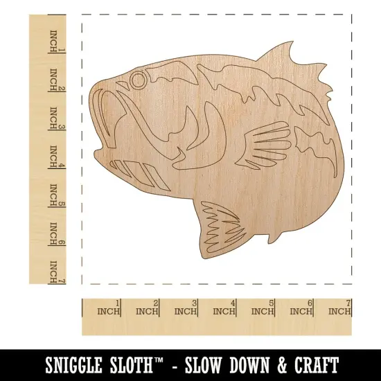 Largemouth Bass Fish Fishing Unfinished Wood Shape Piece Cutout for DIY Craft Projects {1}