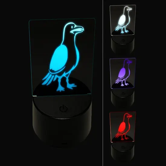 Standing Seagull Bird 3D Illusion LED Night Light Sign Nightstand Desk Lamp {1}