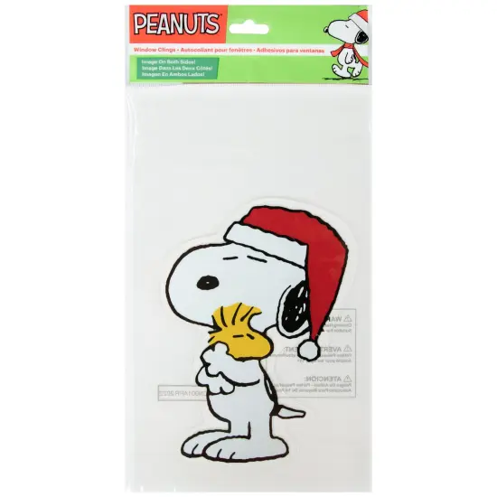 Northlight Peanuts Snoopy Hugs Woodstock Double Sided Christmas Window Cling Decoration - 7" White {6}