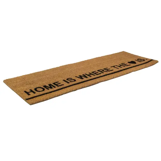 Northlight Natural Coir Outdoor Rectangular "Home Is Where the Heart Is" Doormat 16" x 48" Brown {5}