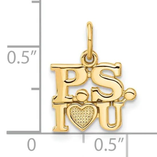 14K Gold P.S. I Love You Charm Jewelry FindingKing 17mm x 12mm {4}