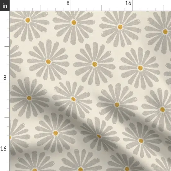 Various Fabrics by the Yard or Fat Quarter Neutral Daisy Simple Flowers Earth Tone Cool Gray On Cream Custom Printed Fabric by Spoonflower {2}