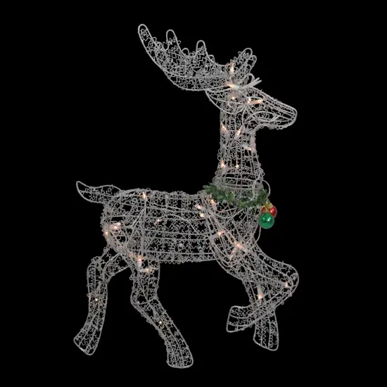 Northlight Lighted Prancing Reindeer Christmas Outdoor Decoration - 25.5" - Clear Lights Silver {4}