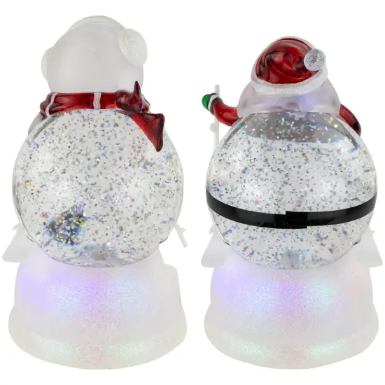 Northlight LED Lighted Color Changing Skiing Santa and Snowman Acrylic Christmas Snow Globes - 7.25" - Set of 2 White {7}