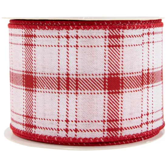 Northlight Red and White Plaid Wired Craft Christmas Ribbon 2.5" x 10 Yards {5}