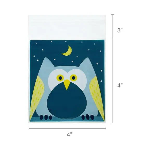 Wrapables Transparent Self-Adhesive 4" x 4" Candy and Cookie Bags, Favor Treat Bags for Parties and Wedding (200pcs) Owl & Squirrel {4}