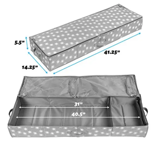 Storage Container &ndash; Fits up to 27 Rolls 1 3/8&rdquo; Diam. - Underbed Gift Wrap Organizer Bags, Wrapping Paper Rolls, Ribbon, and Bows - Under Bed- Durable Material 600D - Up to 40" Rolls {6}
