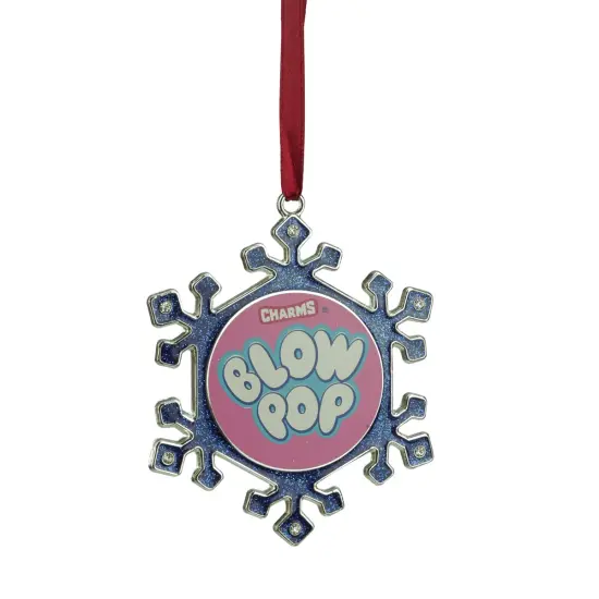 Northlight Snowflake "Blow Pop" Candy Logo Christmas Ornament - 3.25" - Pink and Blue {1}
