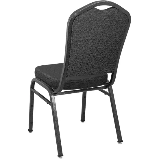 Emma and Oliver Premium Crown Back Banquet Chair BlackFab/SilverVein {2}
