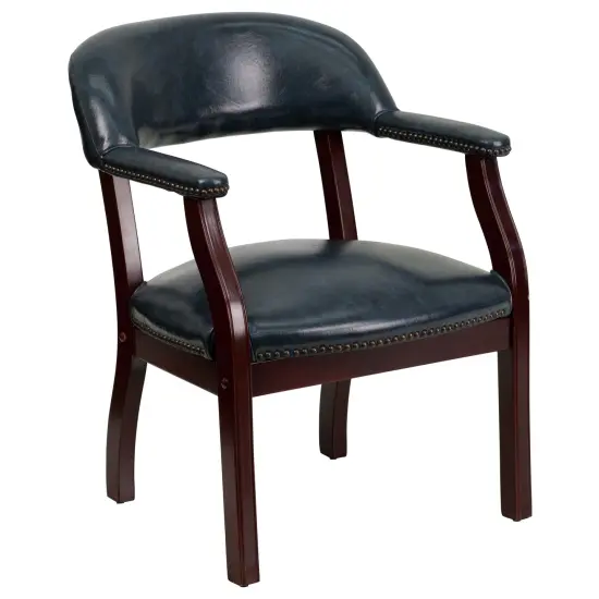 Emma and Oliver Conference Chair with Accent Nail Trim Navy Vinyl {1}