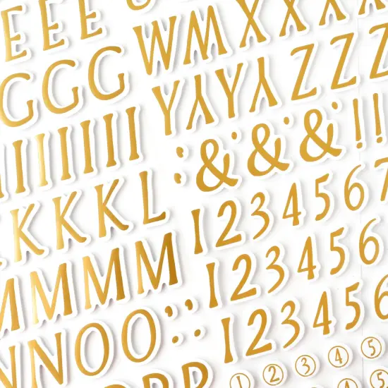 American Crafts A Perfect Match Thickers Stickers 200/Pkg-Alpha, Gold Foil {4}